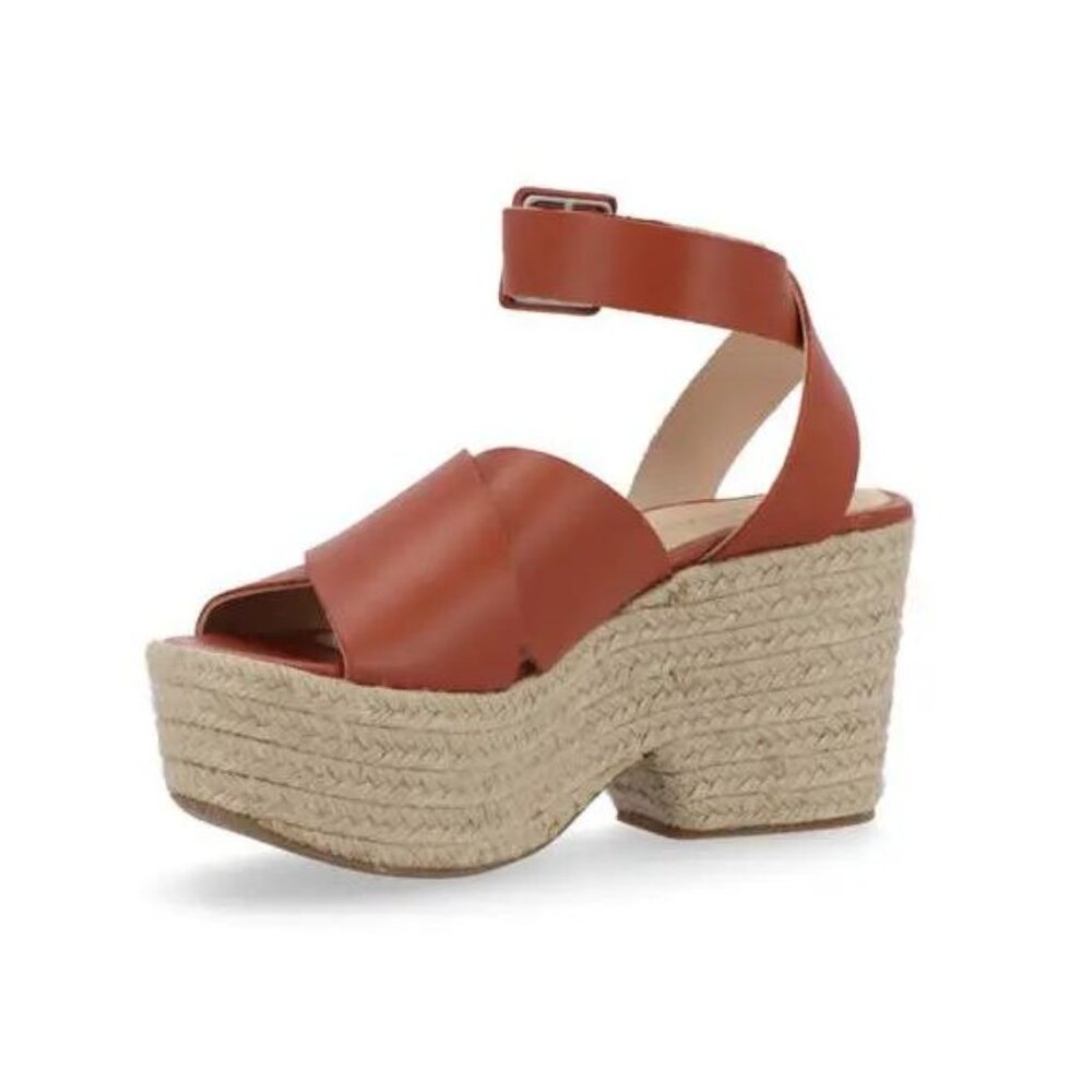 ALOHAS Lyla Leather Espadrille Platform Sandals Size 39 US 8 8.5 Brown NEW $210 - Picture 5 of 16
